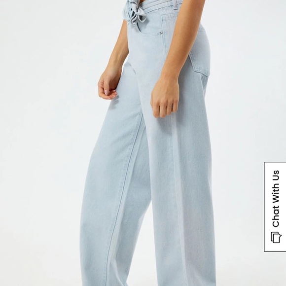 LA Hearts Light Indigo Rose Belted Low Rise Baggy Jeans - Picture 9 of 9